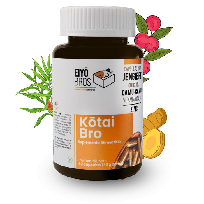 Kotai Suplemento jengibre, Curcuma, Camu - Camu, Vitamina C, A,D y Zinc Vegano Súper Antioxidante, Sistema Inmunitario y Desinflamatorio natural. - Family Cbd Mexico